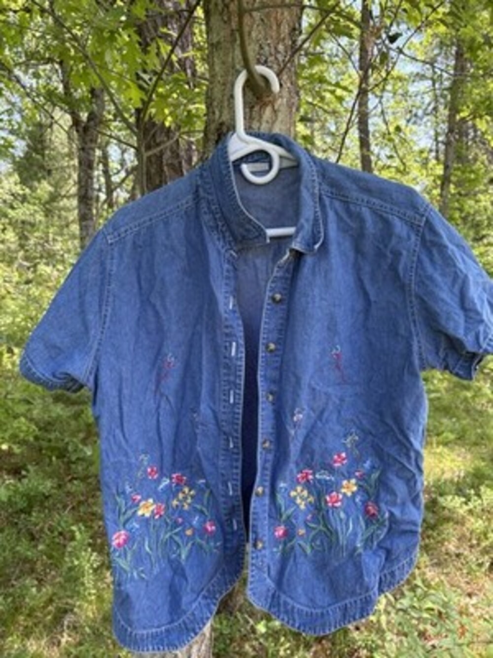 Vintage 90s Cabin Creek Denim Chore Shacket Button Shirt Size Large Cottage Core